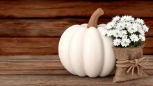 Pumpkins And Flowers On Burlap Free Stock Photo - Public Domain Pictures