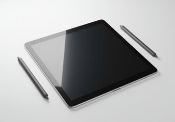 Digital tablet with pens isolated on white background. use for graphic design, presentations, education.