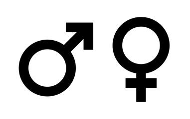  Gender symbols icons. Female and male flat icons. Man and woman signs