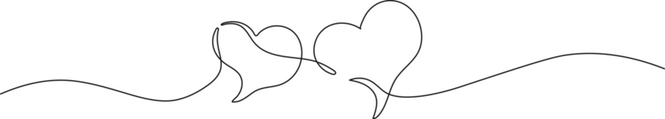 Wall Mural - Speech bubble in continuous line art drawing style. Minimalist black linear sketch of Communication love symbol isolated on white background. Dialog cloud, chat bubble template outline design. Vector 