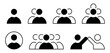 © Frank - Conjunto de iconos de grupo de personas. Comunidad, interacción, trabajo en equipo. Individual, dúo, trío, cuarteto, equipo completo, saludo corporativo. Ilustración vectorial