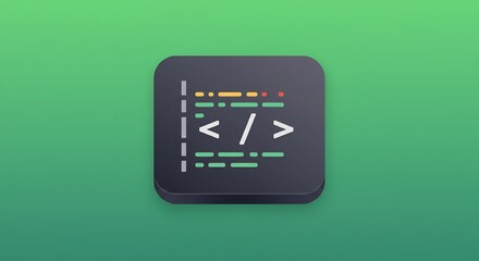 Dark Green App Icon with Pixel Art Code