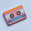 © Игорь Бондаренко - Retro enamel badge of a cassette tape with pastel colors and shadows