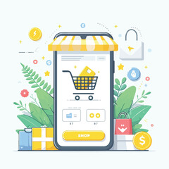 smartphone screen showing online shop