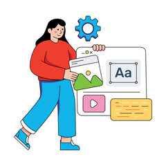 Wall Mural - Trendy design illustration of web designer 
