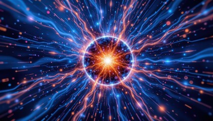 Wall Mural - Abstract Energy Sphere Radiating Light and Vibrant Colors in a Dynamic Cosmic Background