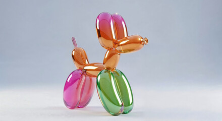 Aufkleber - Colorful glass balloon animal dog shining on white background