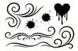 © ณภัทร วงค์มาวิวัฒน์ - Elegant Design Elements: A collection of stylish design elements including swirls, ink blots, and a dripping heart, perfect for adding a touch of elegance and whimsy to your projects.