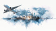 © Anoo - Double exposure of airplane over globe highlighting global logis