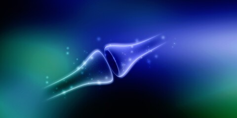 Wall Mural - 3d rendering synapse and neuron cells sending electrical chemical signals