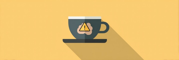Aufkleber - Warning Symbol Coffee Cup Design With Brain Overlay and Clear Top Area for Creative Projects or Educational Materials