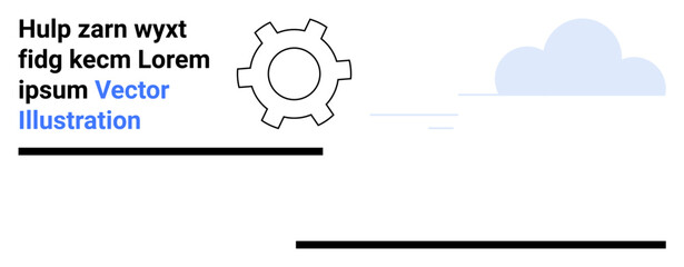 Gear icon alongside a cloud and placeholder text. Ideal for technology, development, innovation, cloud computing, automation, industry, and a simple landing page