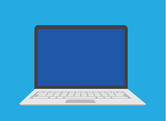 Wall Mural - computer laptop on blue background, vector illustration