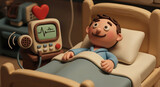 Cheerful Claymation Patient Recovering in Hospital Bed
