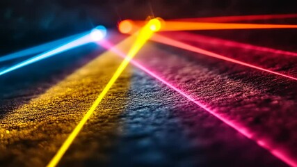 Wall Mural - Abstract background with colorful laser beams illuminating textured surface in a dark space