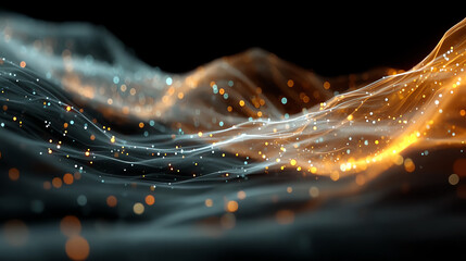 Fototapete - A mesmerizing abstract wave of lights representing digital innovation and technology in an artistic form.