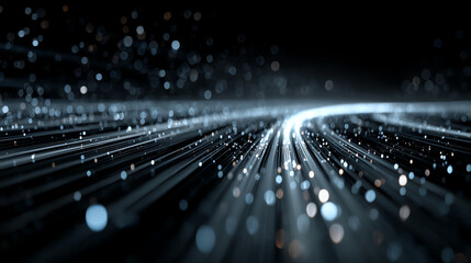 Poster - A mesmerizing display of glowing particles and light trails, creating a captivating abstract technology background.