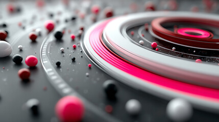 Fototapete - Abstract design featuring vibrant circular shapes and colorful spheres, creating a captivating visual depth and dynamic composition.