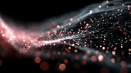 Leinwandbilder - Abstract digital background showcasing flowing lines and glowing particles, representing innovation and advanced technology concepts.