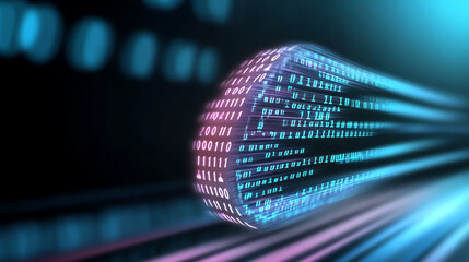 Poster - Abstract digital image depicting a flowing stream of data, symbolizing advanced technology and innovation in the digital age.