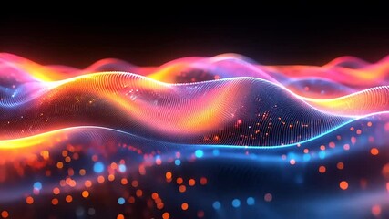Wall Mural - Abstract digital particle wave background with glowing lights for modern tech visuals
