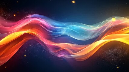 Wall Mural - Abstract flowing energy waves with vibrant colors and particle effects for digital art