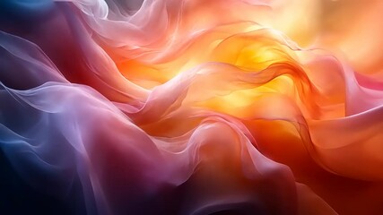 Wall Mural - Abstract Flowing Fabric with Warm and Cool Tones Video Background for Creative Projects