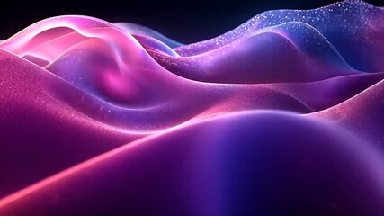 Wall Mural - Abstract futuristic landscape with smooth waves and glowing particles background footage