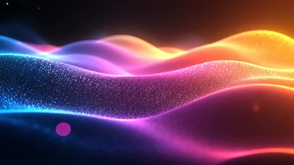 Wall Mural - Abstract Glowing Particle Waves Background with Dynamic Neon Colors Animation
