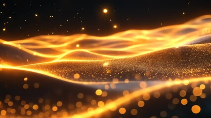 Wall Mural - abstract golden wave with glittering particles background with shining light effect