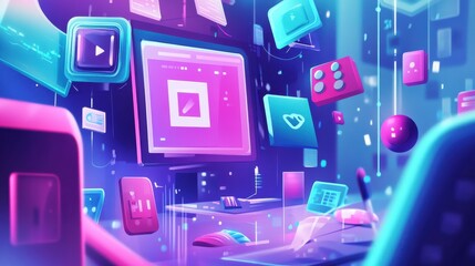 Multi-platform software. Responsive app coding and programming. Cross-platform development, cross-platform frameworks, cross-platform play metaphors. Vector isolated concept metaphor illustrations. i