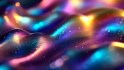 Wall Mural - abstract iridescent glitter waves flowing with light, colorful motion background video
