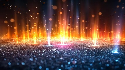 Wall Mural - abstract light beams background with sparkling particles, magical energy and digital art