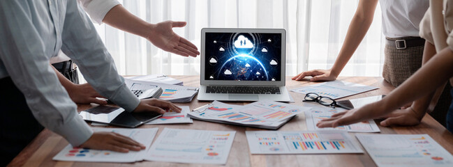 Fototapete - Cloud computing software for brisk remote work and personal data storage