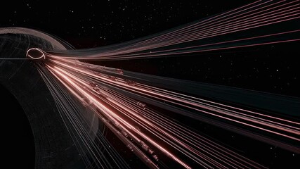 Wall Mural - Robotic spoolers release strands of solar sail material, showcasing coordinated automation in space, with a large spherical structure and stars in the background