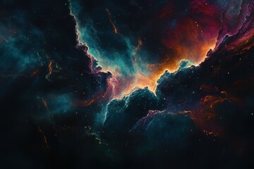 Wall Mural - vibrant alien sky: a colorful nightscape of nebulae and galaxies in the cosmos