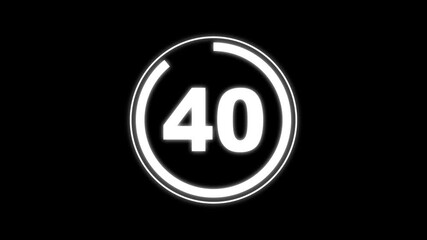 Countdown timer from 45 to 0 seconds real time. Modern flat design of countdown animation isolated on transparent background with alpha channel, 45 seconds countdown timer with circle count idea