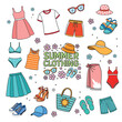 © Natallia - Bright summer clothing set with dresses, swimsuits and shorts, hats, sunglasses, and sandals