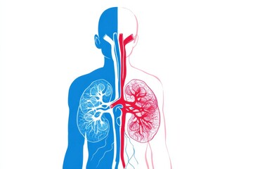 Aufkleber - Detailed Illustration Showcasing Human Kidneys and Veins, Highlighting Organ Functions and Anatomy With Contrast in Colors
