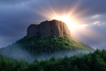 Wall Mural - Mountain shining at sunrise