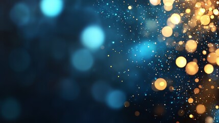 Wall Mural - blue and gold background with a lot of small circles. the circles are of different sizes and colors