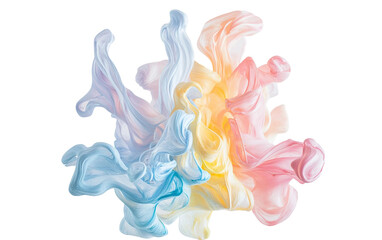 Wall Mural - Abstract composition of pastel paint droplets swirling in a colorful motion isolated on transparent background PNG