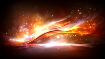 Leinwandbilder - Colorful, swirling, and glowing wave of light with a dark background. The image is abstract and has a dreamy, otherworldly feel to it