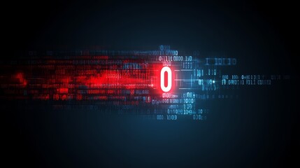 Aufkleber - Computer screen with a red line and the number 0. Concept of urgency and importance, as the number 0 is often associated with stopping or halting something