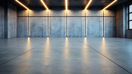 Leinwandbilder - Large, empty room with a lot of light shining on the floor. The room is bare and empty, with no furniture or decorations. The light creates a stark, modern feel to the space