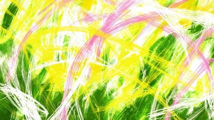 Aufkleber - Painting of a field with green and white brush strokes. The painting is full of life and energy, with the colors blending together to create a sense of movement and growth