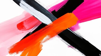 Poster - Painting of two lines with red and black paint. The painting is abstract and has a bold, energetic feel to it. The red and black colors create a sense of contrast and movement
