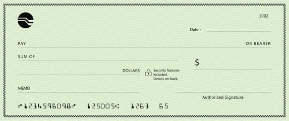 Wall Mural - bank check, vector blank money cheque, checkbook template with guilloche pattern and fields. currenc