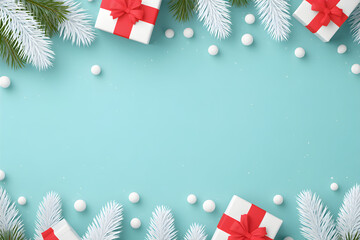 Wall Mural - A blue background with white boxes and red bows