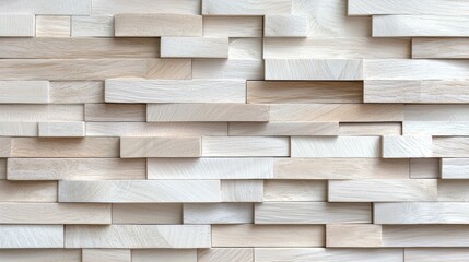 Poster - White wall with wooden blocks on it. The blocks are arranged in a way that creates a pattern. The wall appears to be unfinished, with some blocks missing. Scene is somewhat unfinished
